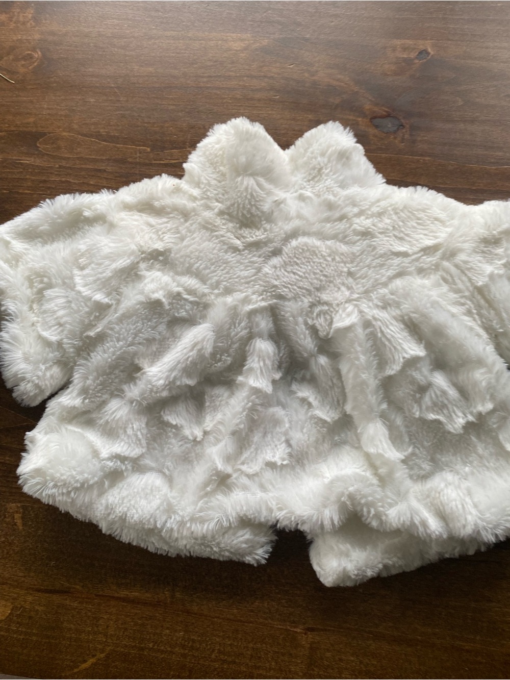 Plush White Faux-Fur Kids Poncho